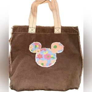 Vintage Walt Disney World Park Mickey brown canvas tote bag.‎sturdy .EUC